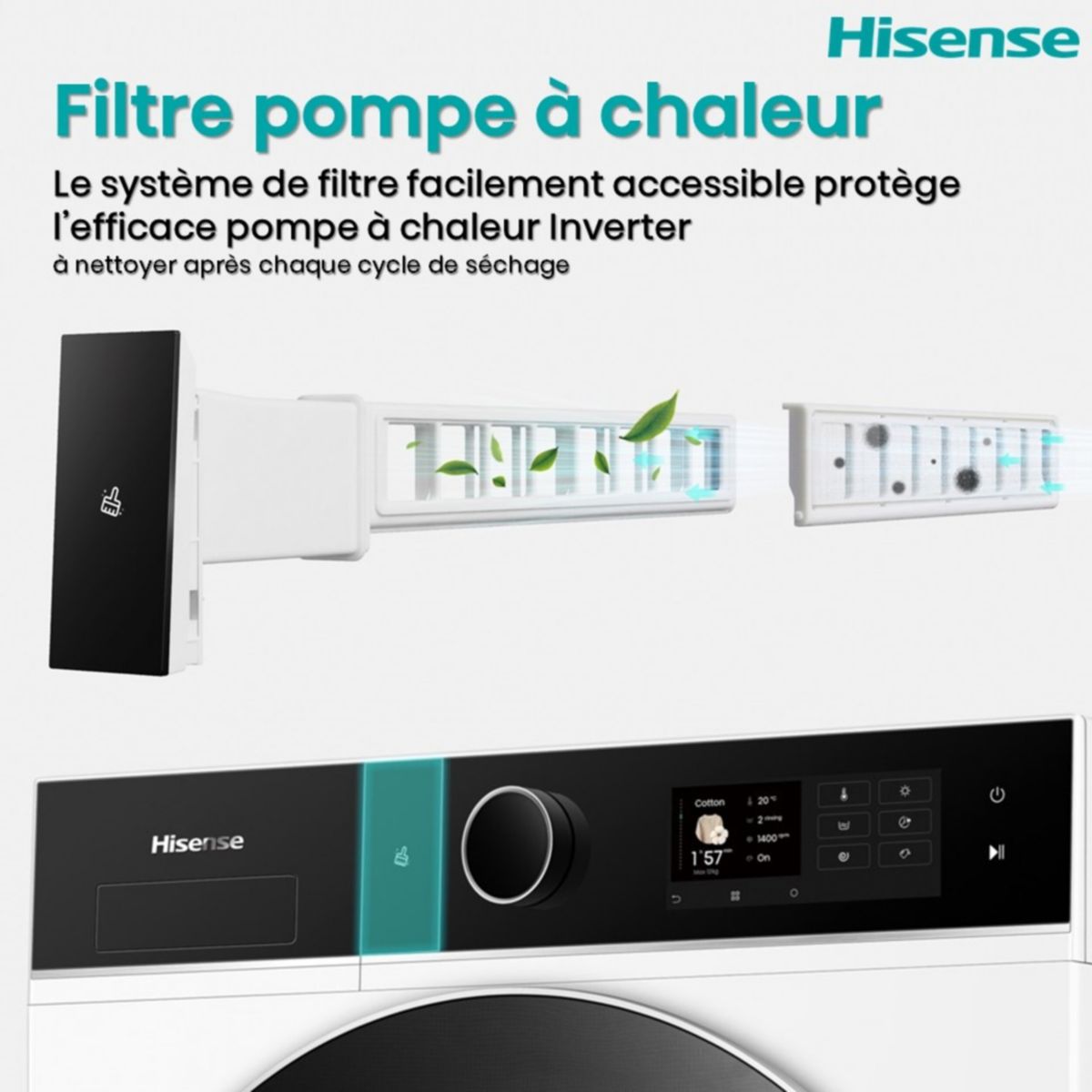 Lave linge séchant hublot WD5I1245BWRH couleur unique, HISENSE