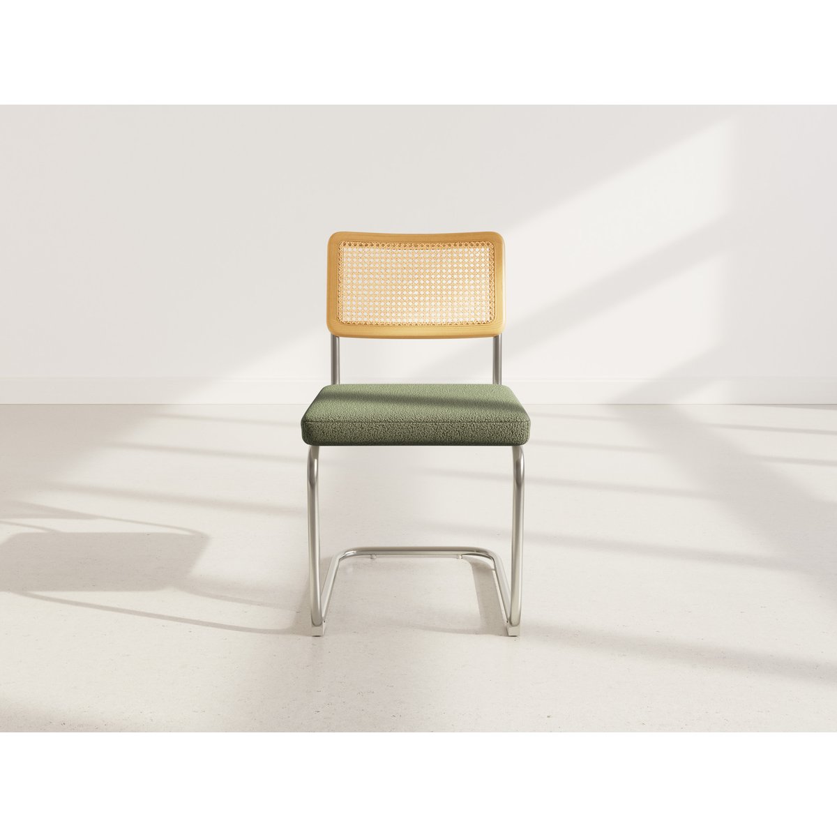 Lot de 2 chaises en tissu bouclette, DAMIANO vert kaki, BEST MOBILIER