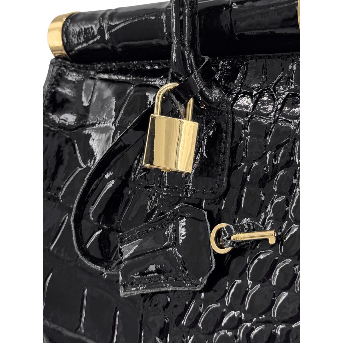 Sac à main en cuir à motif crocodile TROCADERO CROCO noir, OH MY BAG