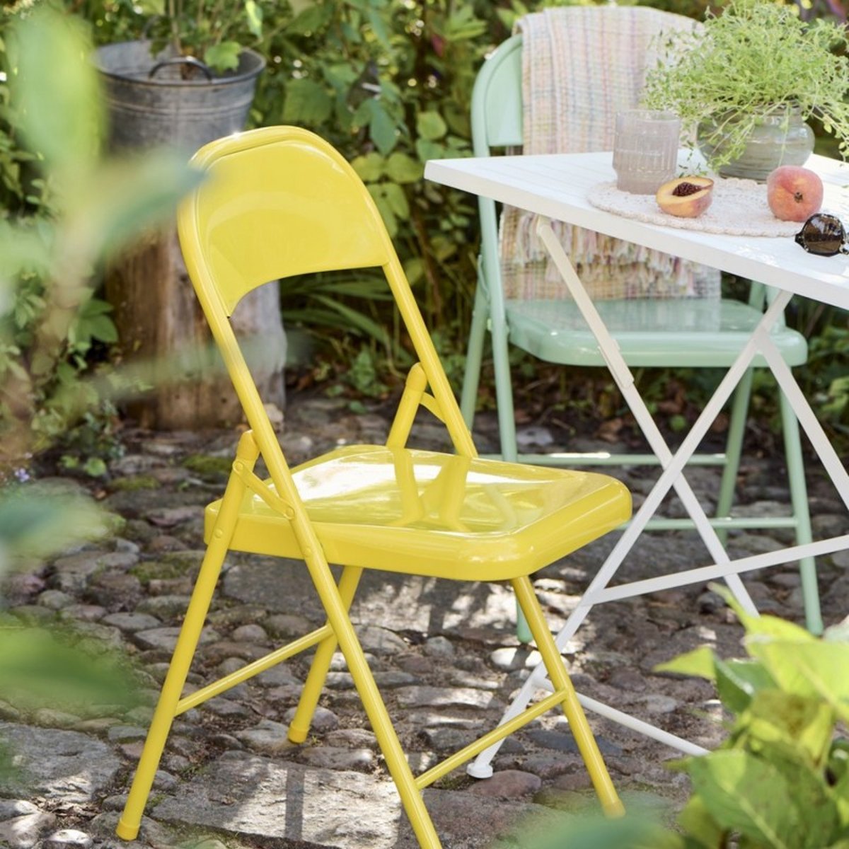 Chaise pliante métal couleur jaune, IB LAURSEN