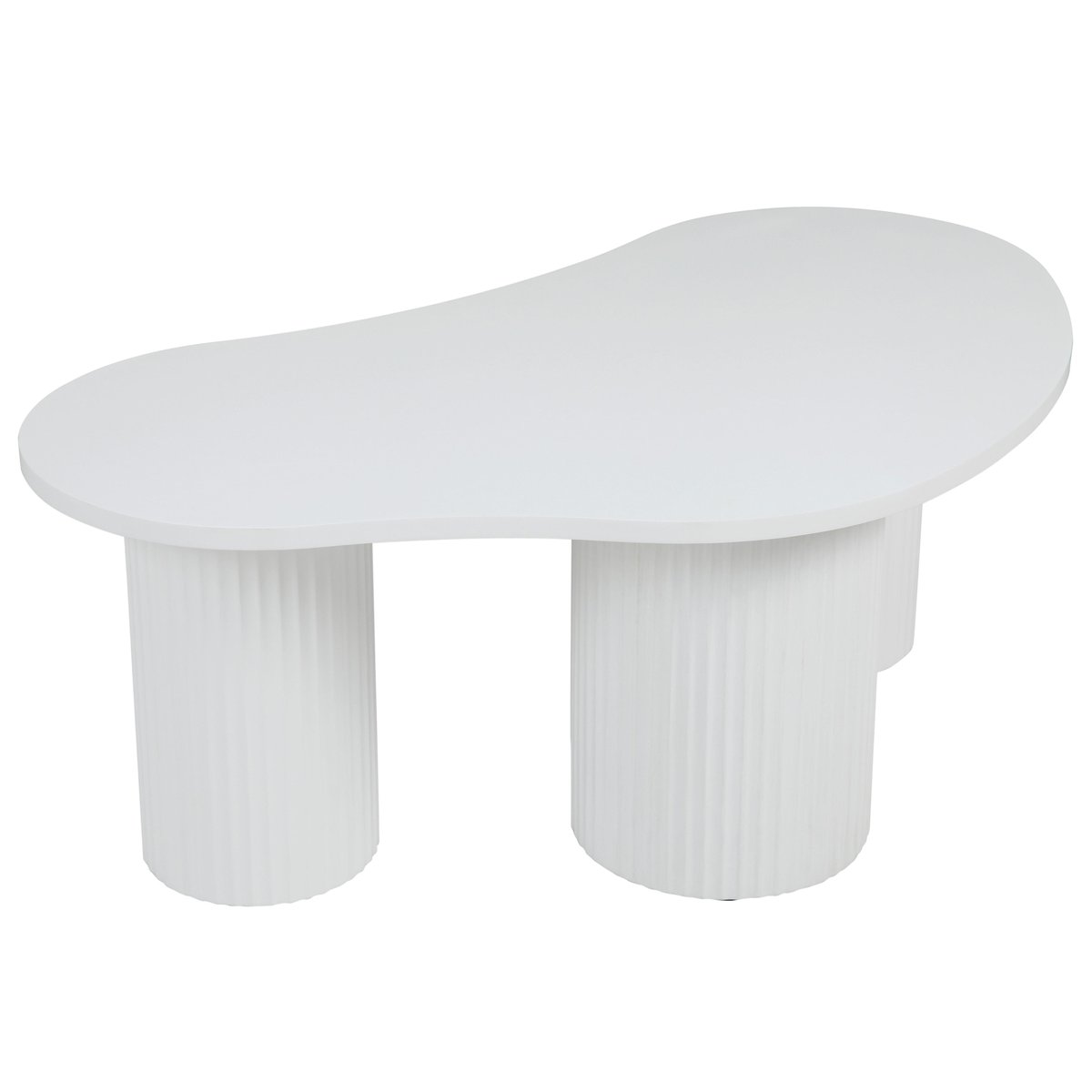 Lot de 2 tables basses gigognes design forme organique mélaminé, MAEVE blanc, OVIALA