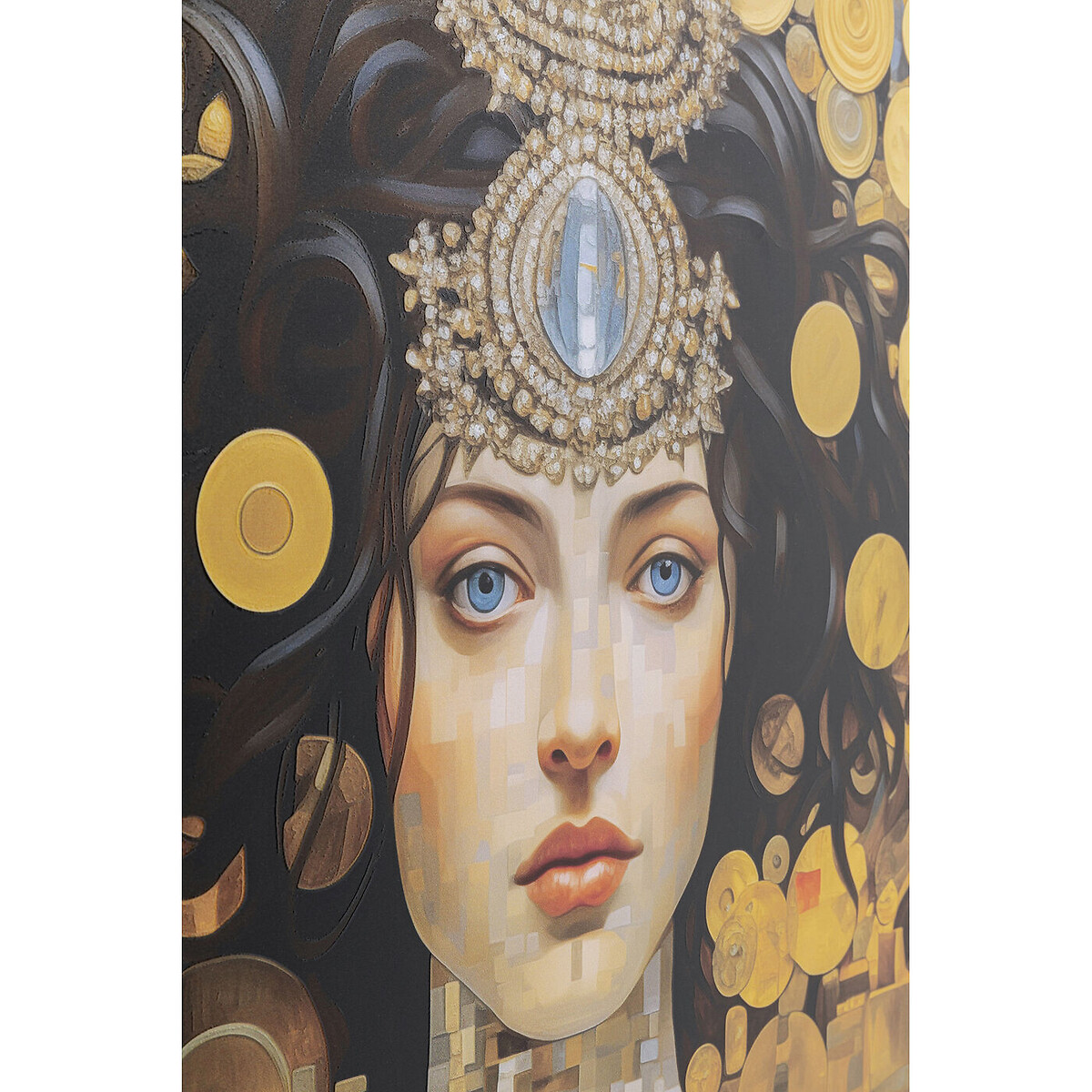 Tableau en verre Art Nouveau Lady 3D 80x80cm or, KARE DESIGN