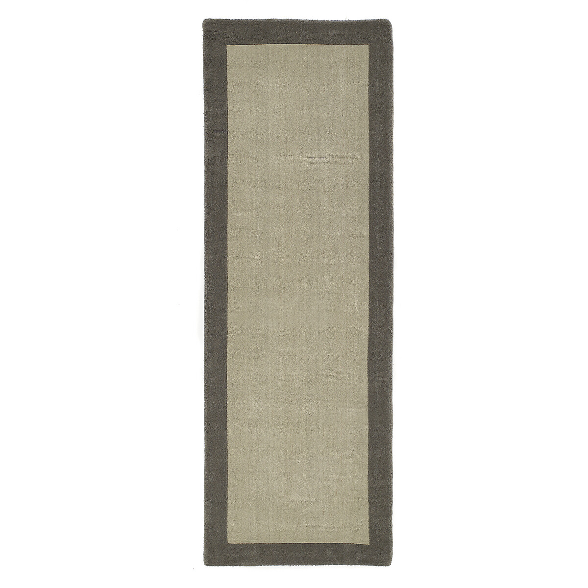 Two Tone Border Plain Runner in 100% Wool grey, SO'HOME