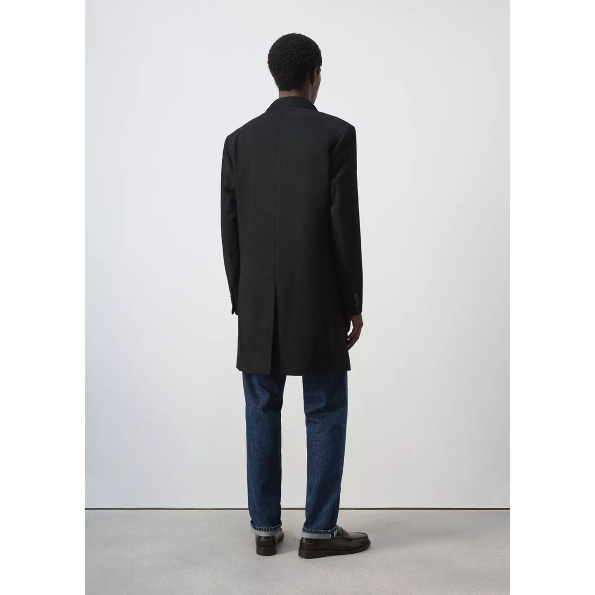 Manteau long en laine noir, MANGO MAN