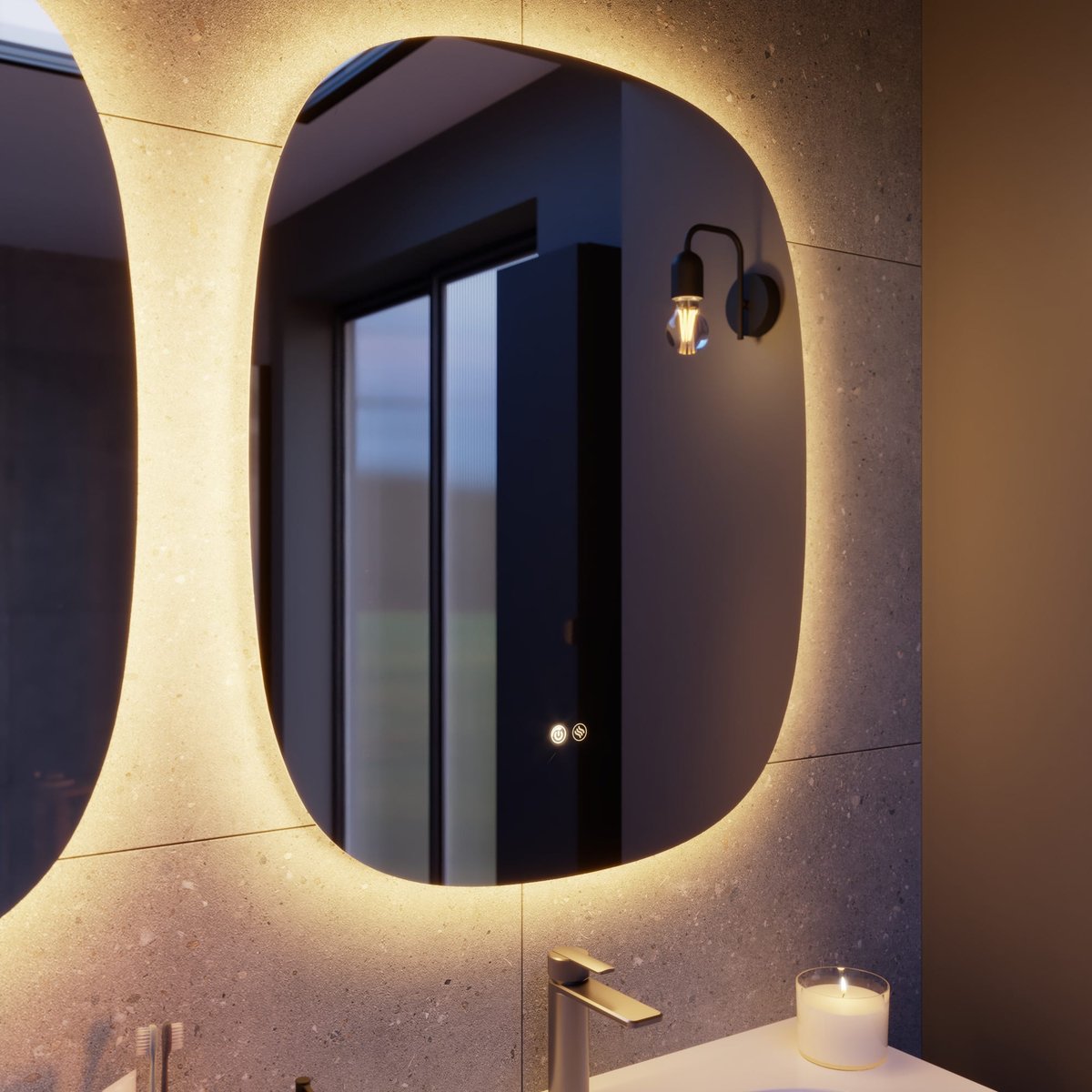 Lot de 2 miroirs lumineux LED anti-buée, MODERN transparent, SENSEA