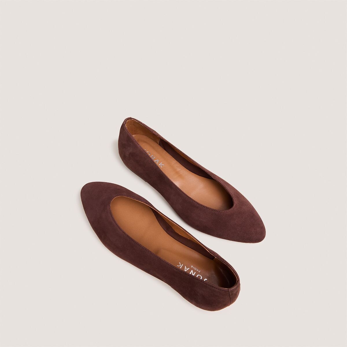 Dassus Almond Toe Suede Ballet Pumps brown, JONAK