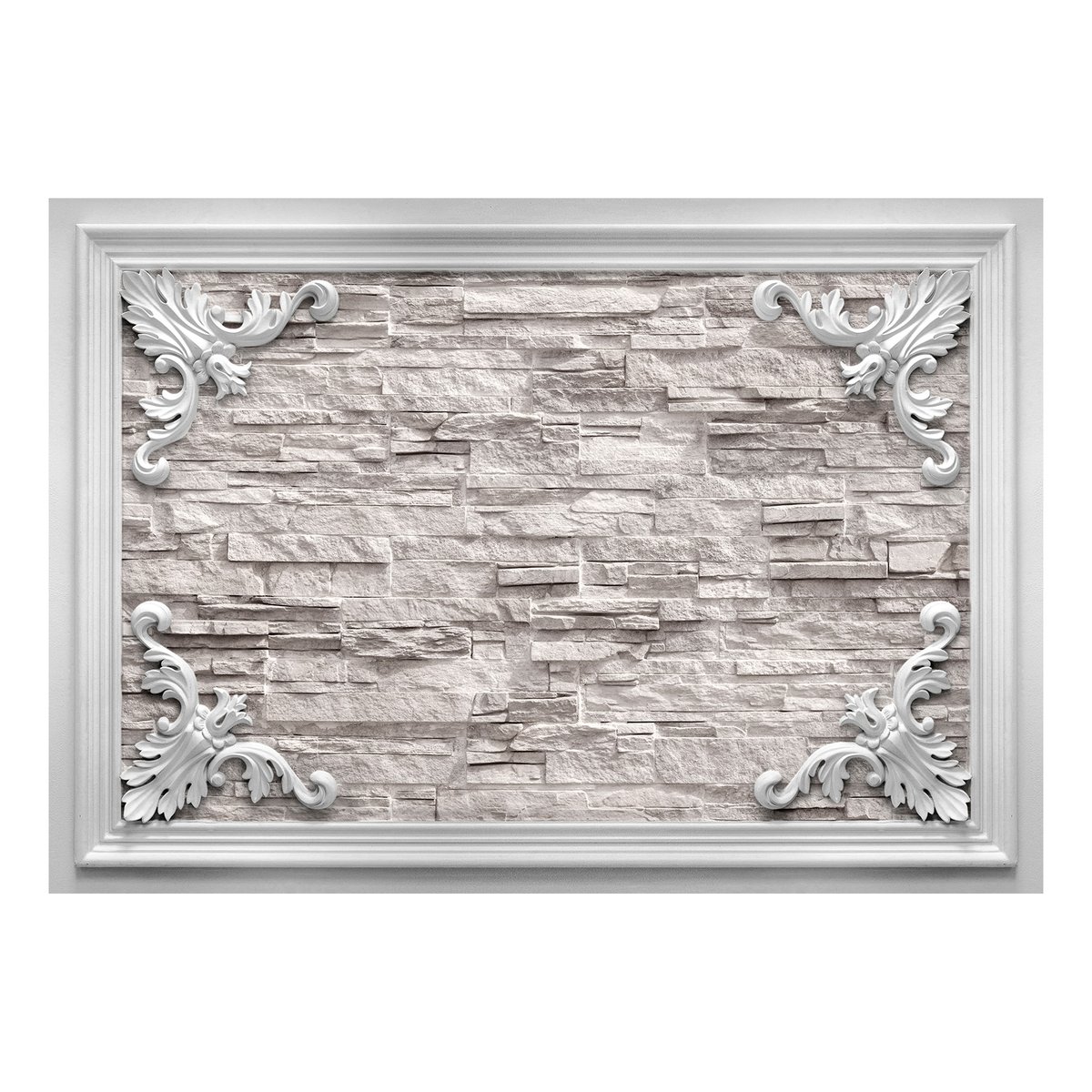 Papier peint intissé panoramique Brick in the Frame (Beige) gris / argent, EDEN