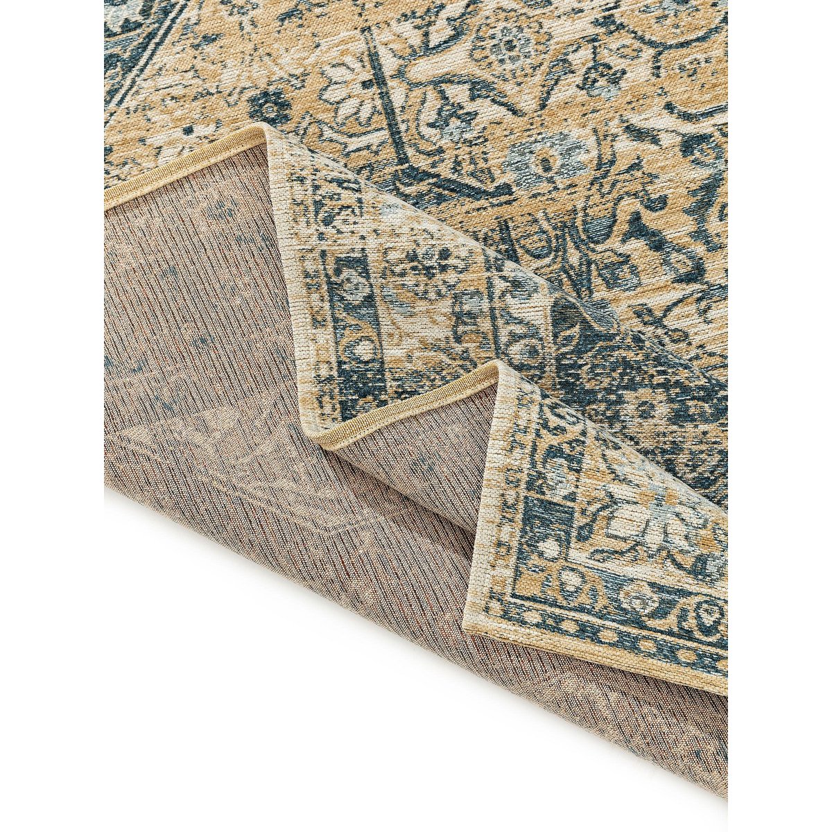 Tapis tissé plat FRENCIE bleu, BENUTA 