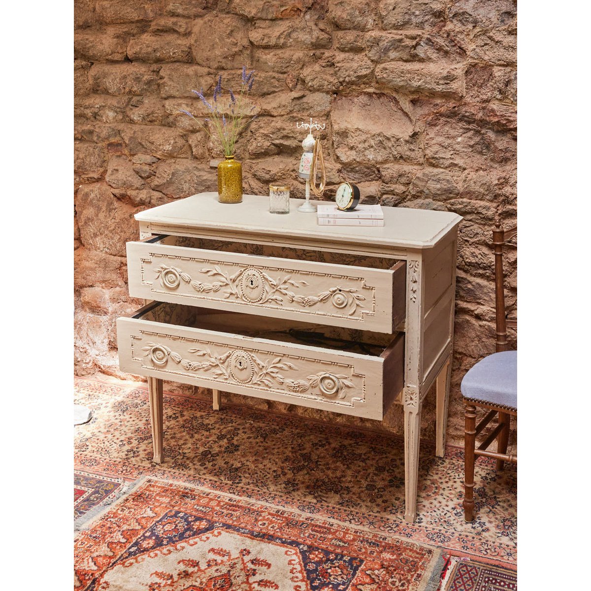 Commode en bois Garance N°674 - Bon état blanc, DEBONGOUT