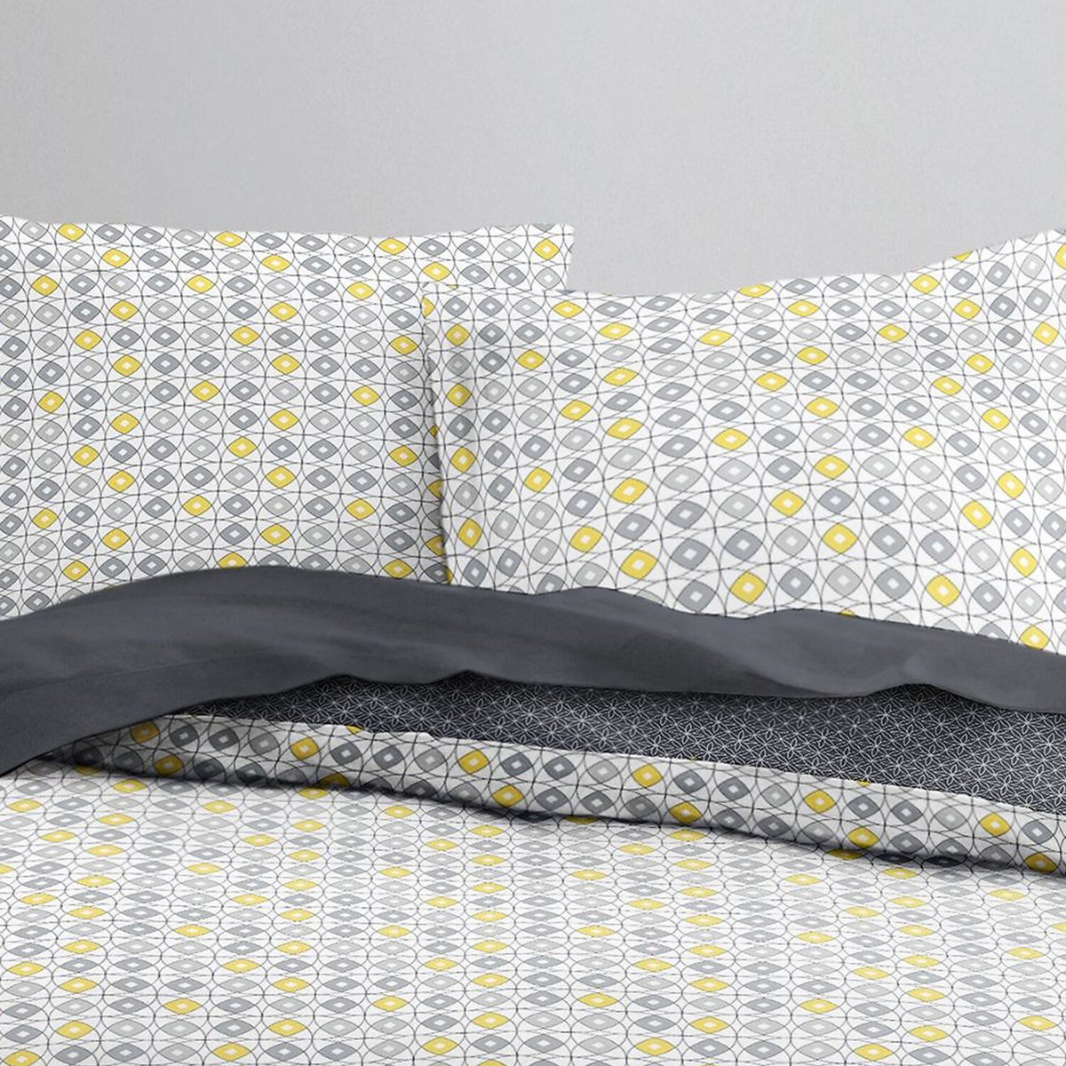 housse de couette avec taie(s) en coton, GRAPH gris, C DESIGN HOME TEXTILE