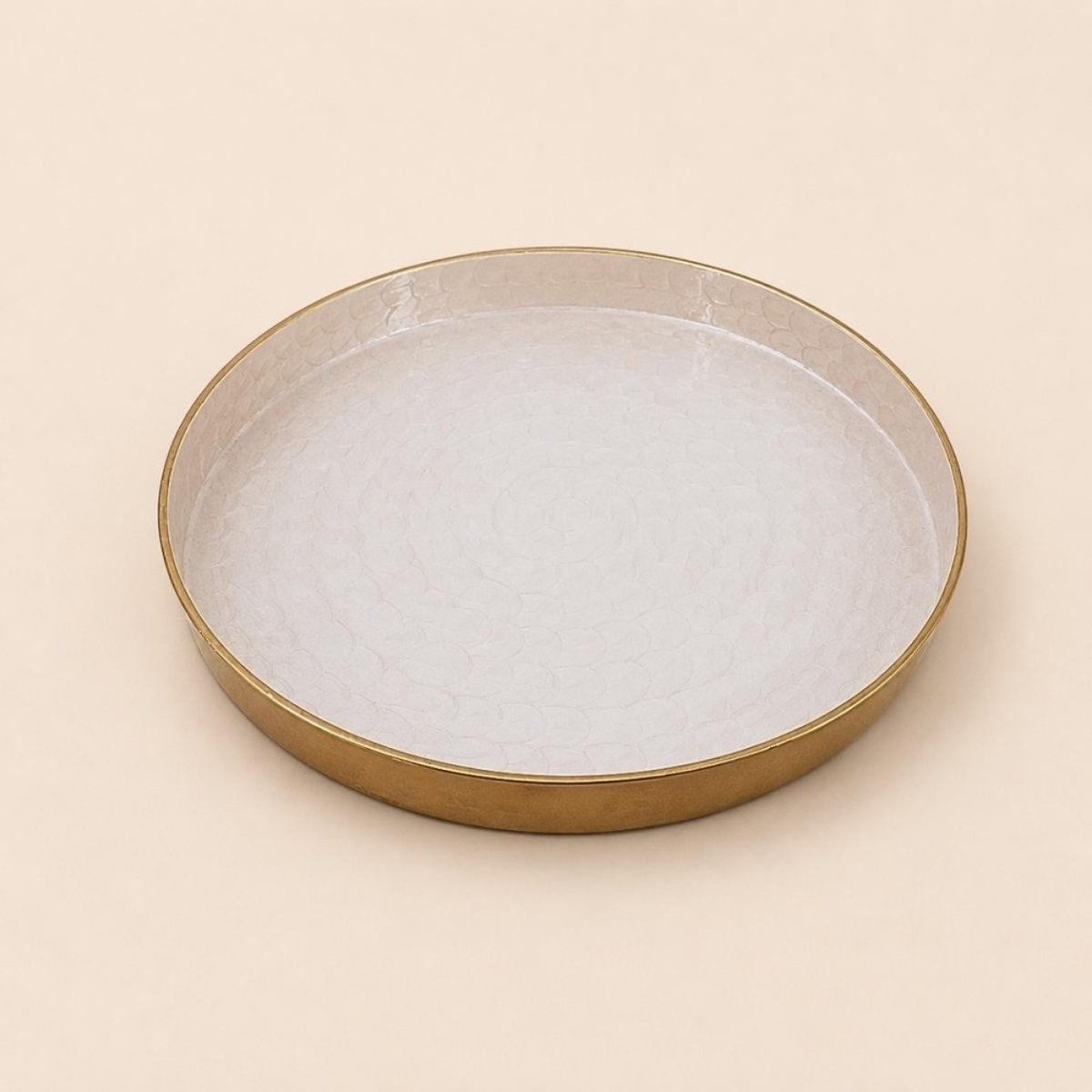 Plateau en métal doré aspect nacré 46cm doré, ORNAMI