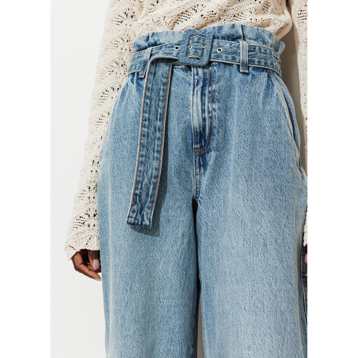 Jean paperbag taille haute jean moyen, PROMOD
