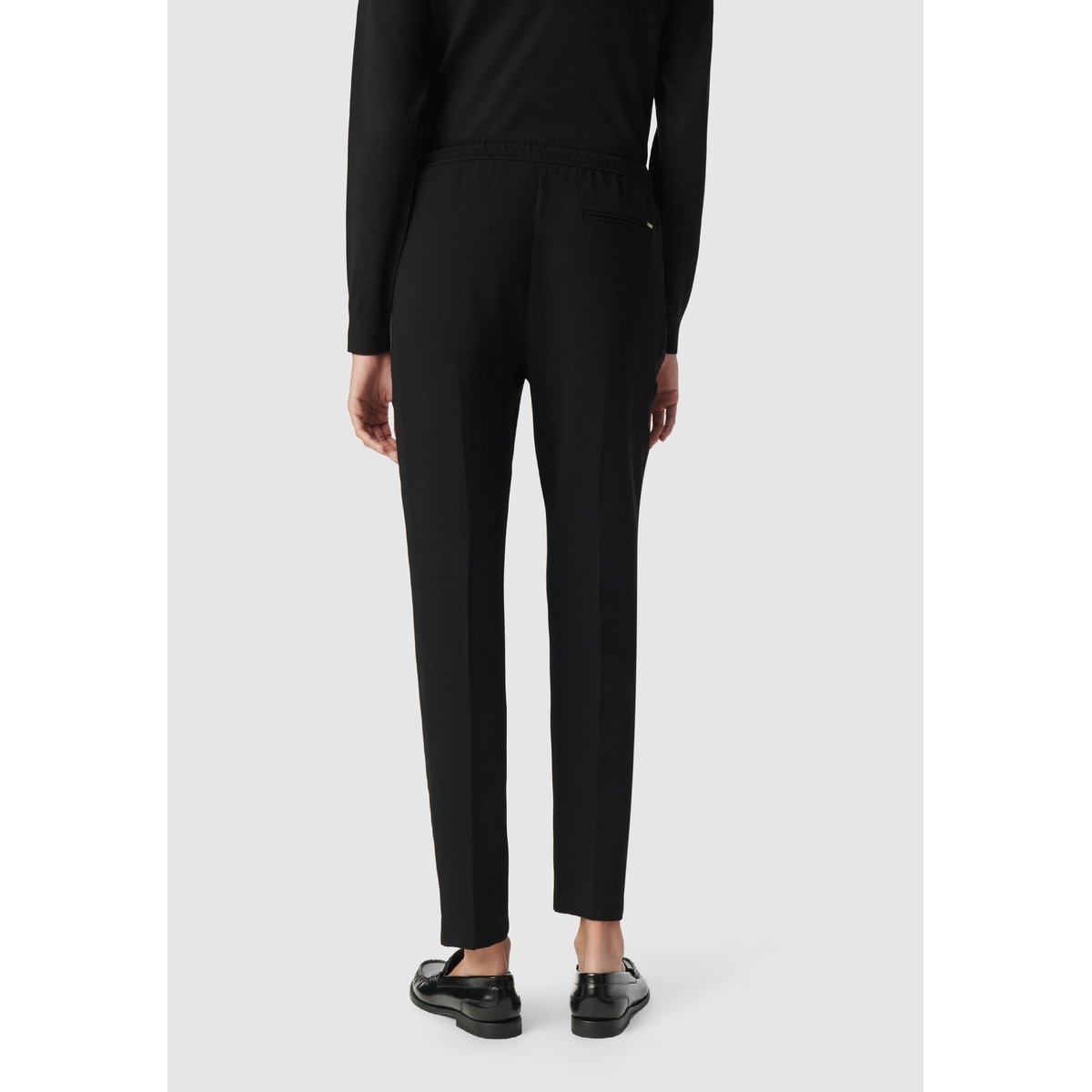 Pantalon droit ceinture élastiquée noir, IKKS