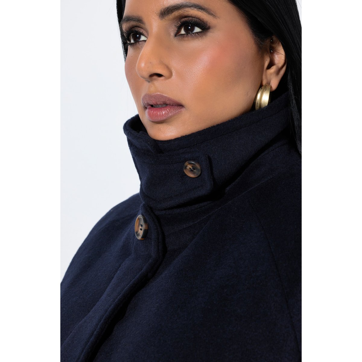 Manteau en laine, col chemise marine foncé, ULLA POPKEN