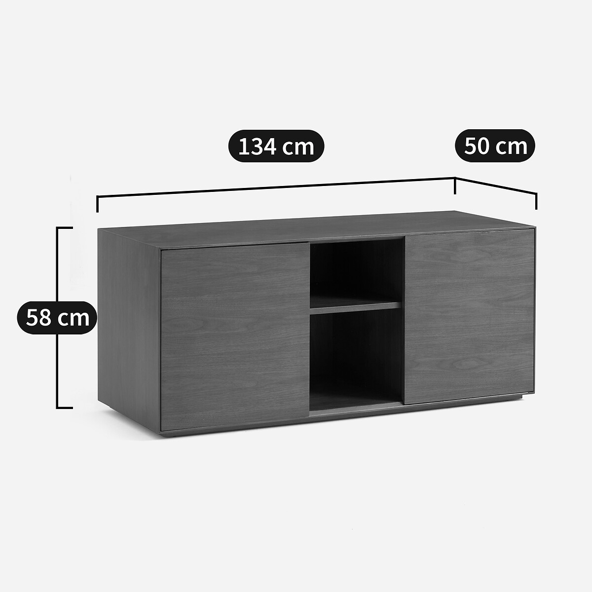Caisson bureau 2 portes en MDF plaqué noyer, MIKUBE noyer, AM.PM