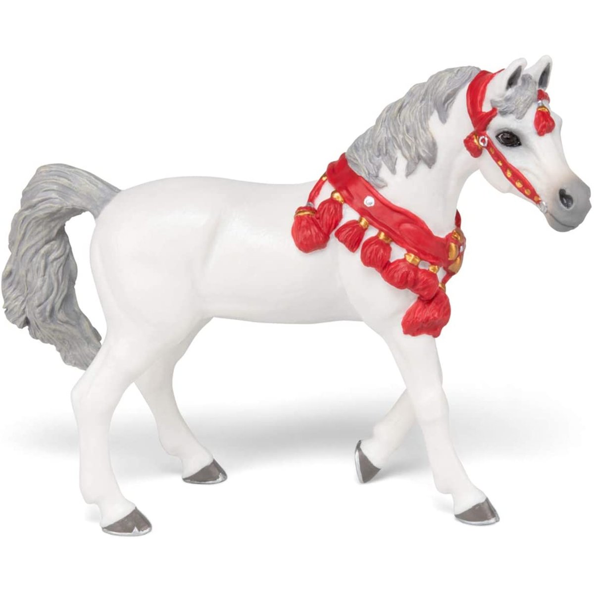 Figurine Cheval arabe Blanc en tenue de parade blanc, PAPO