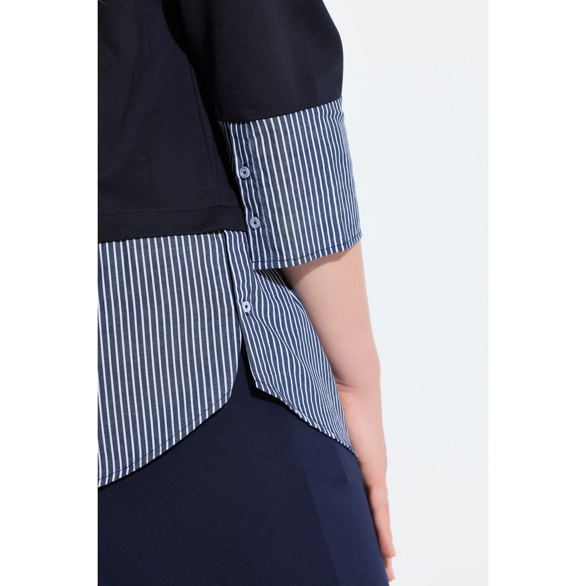 Sweat-shirt col rond et manches 3/4 marine, ULLA POPKEN