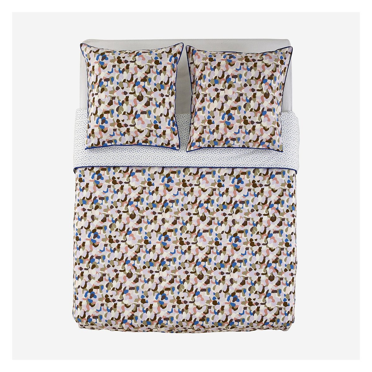 Parure de lit en percale de coton bio AUBIN multicolore, HABITAT
