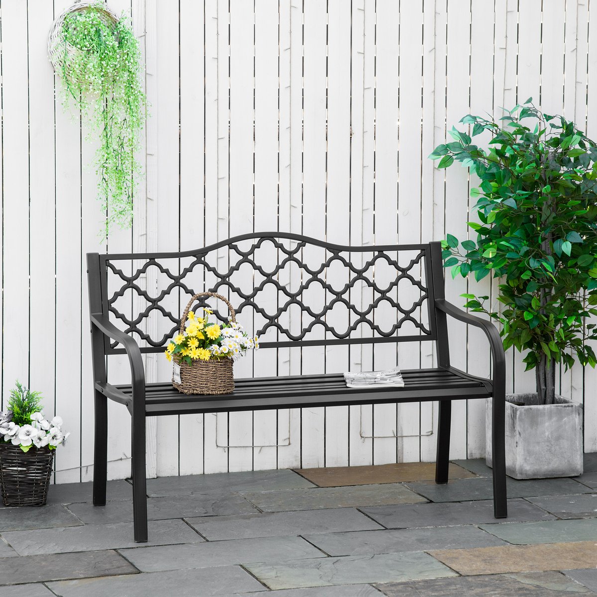 Banc de jardin Métal Brun brun, OUTSUNNY