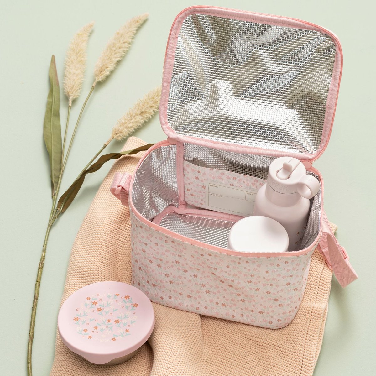 Sac isotherme rose, vert d'eau, blanc, FRESK