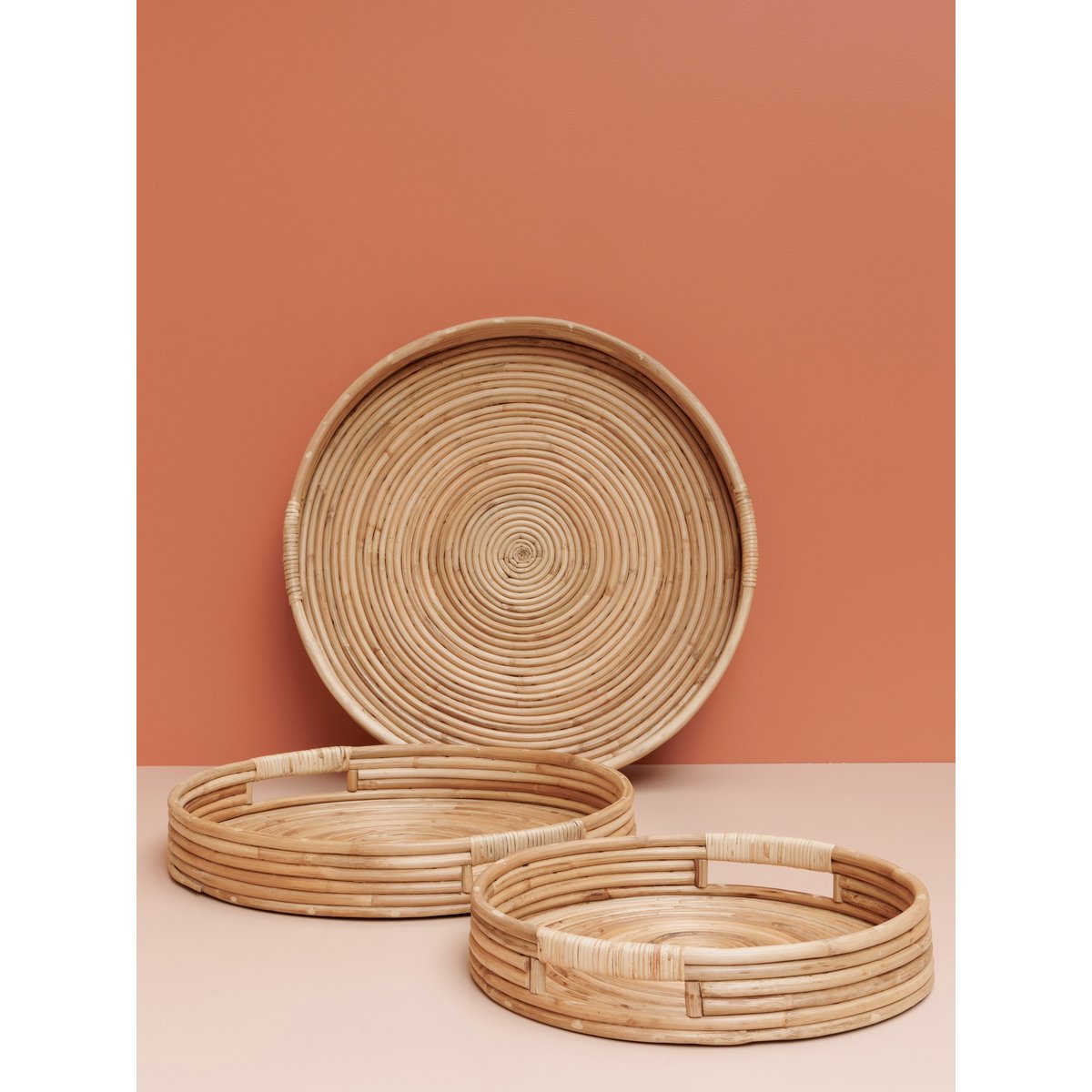 Plateaux en rotin (Lot de 3) NATUREL bois clair, CHEHOMA