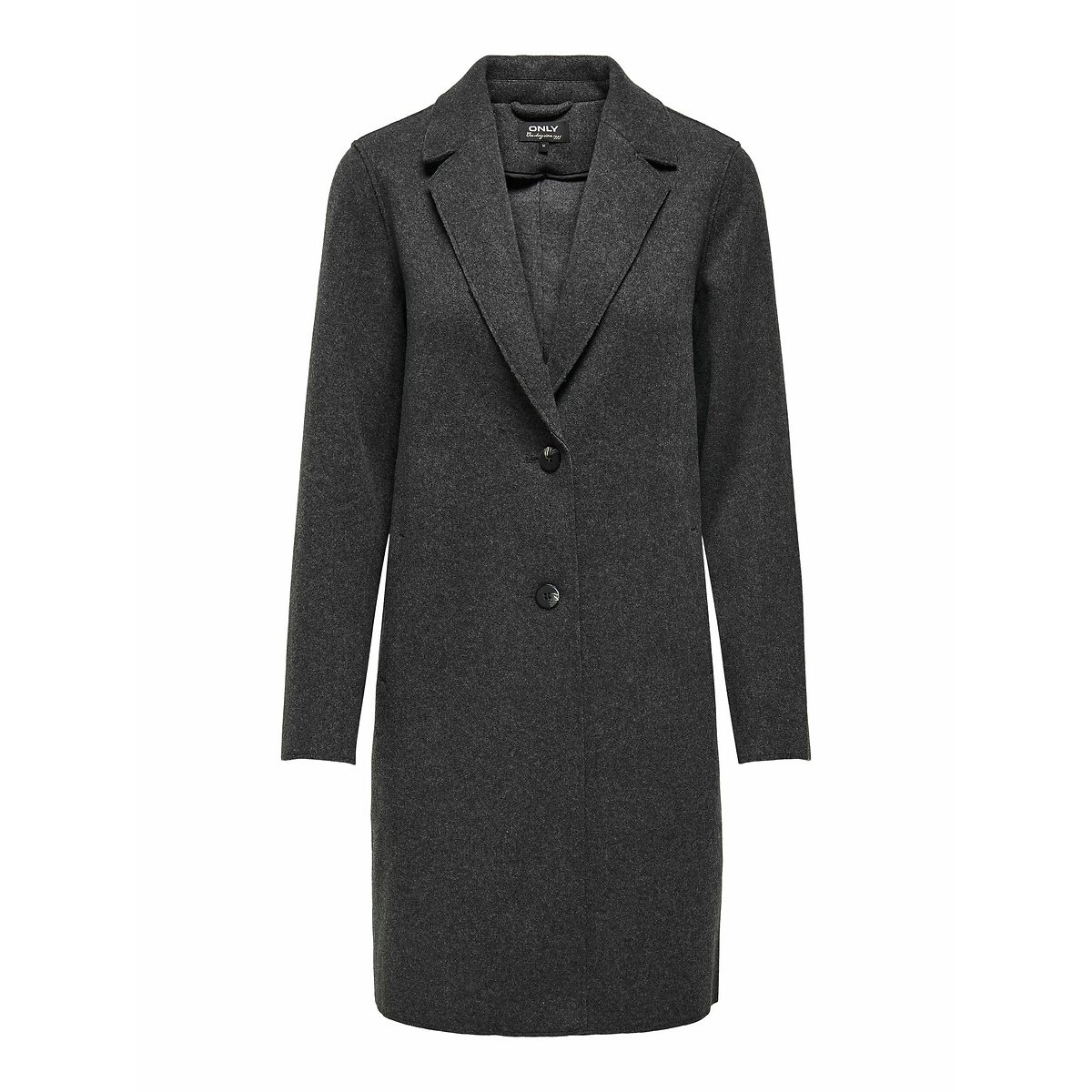 Manteau mi-long fermeture boutonnée, mi-saison gris, ONLY