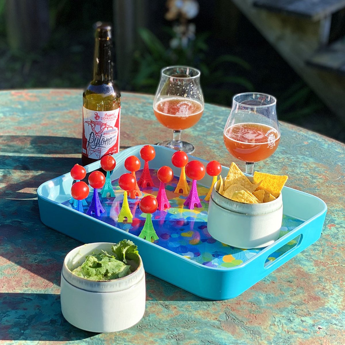 Plateau de service Apéritime jardin fleuri, PYLONES