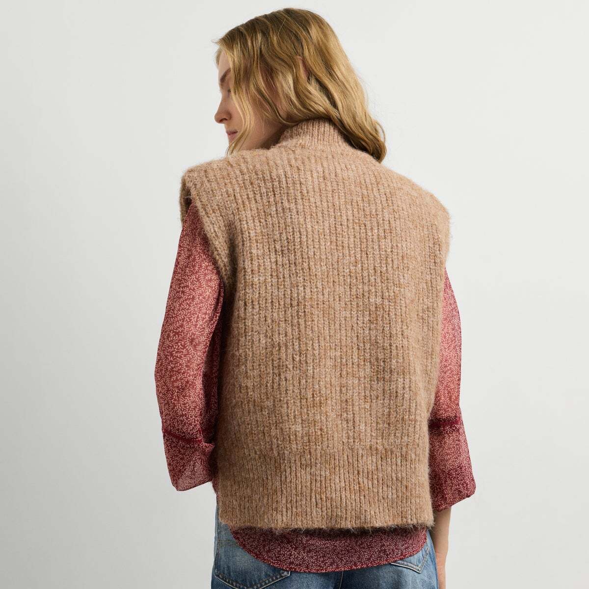 Gilet En Maille À Col Montant beige, PEPE JEANS
