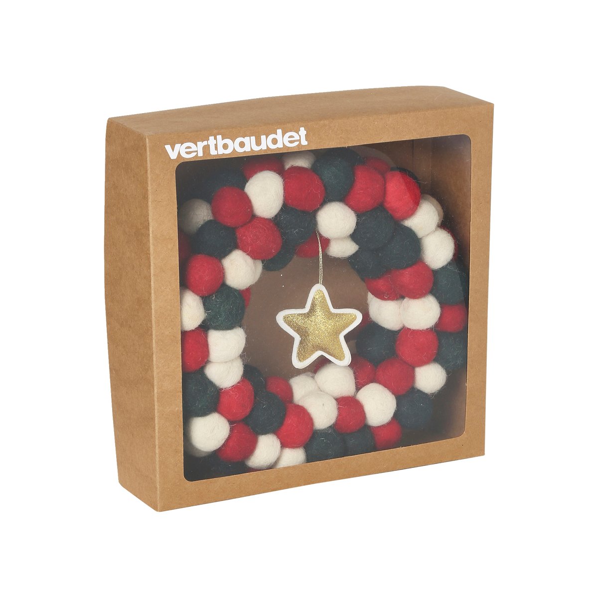 Couronne de Noël en feutrine rouge, VERTBAUDET