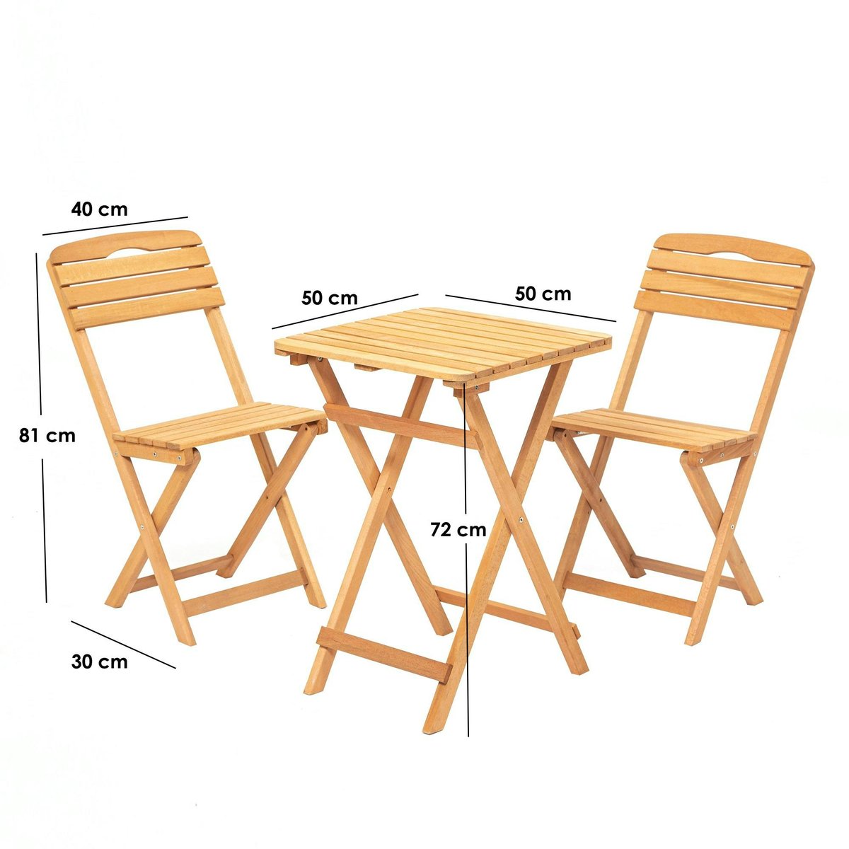 Petit salon de jardin 2 places - pliant, compact SORA bois naturel, PIER IMPORT