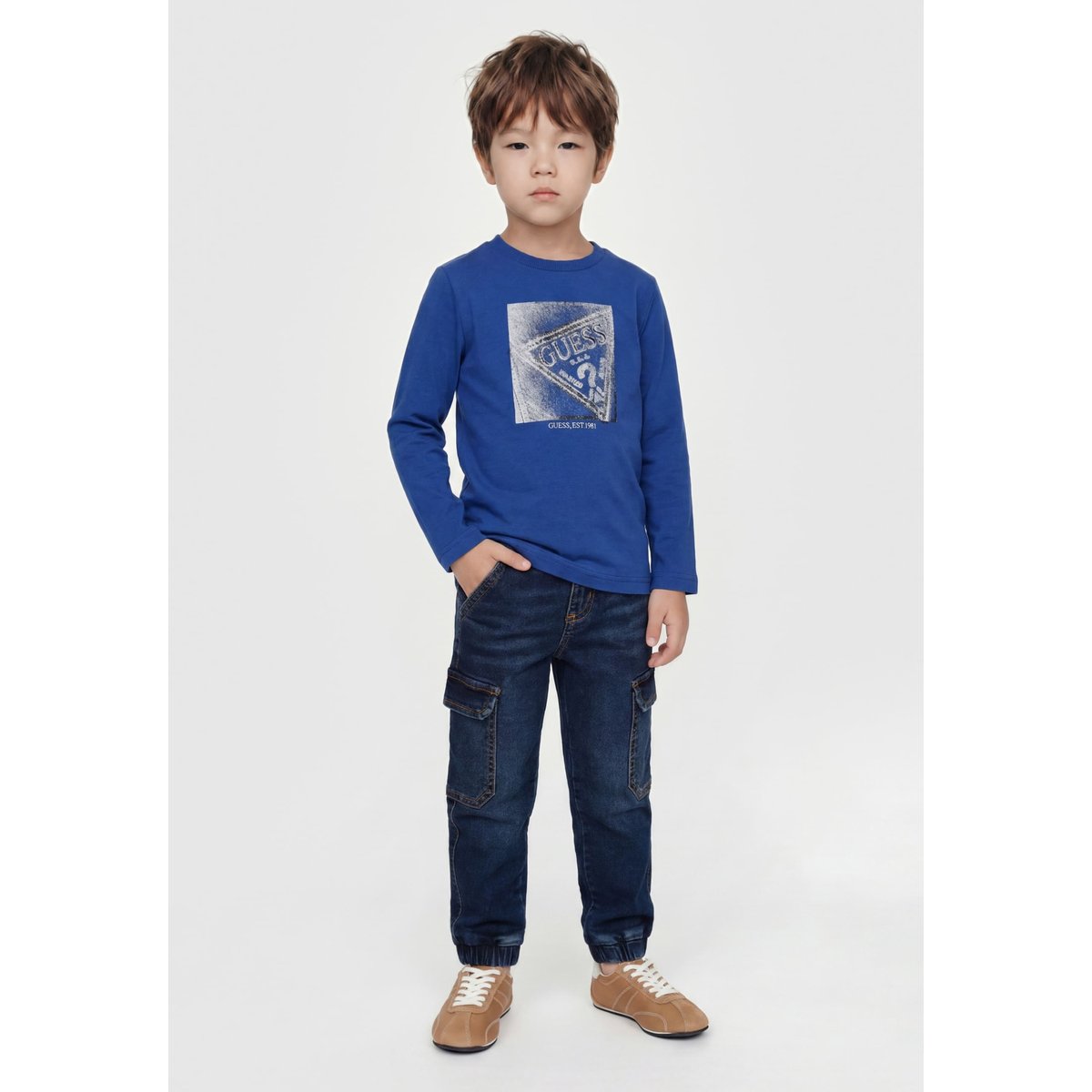 T-Shirt Polo Rayé bleu, GUESS KIDS
