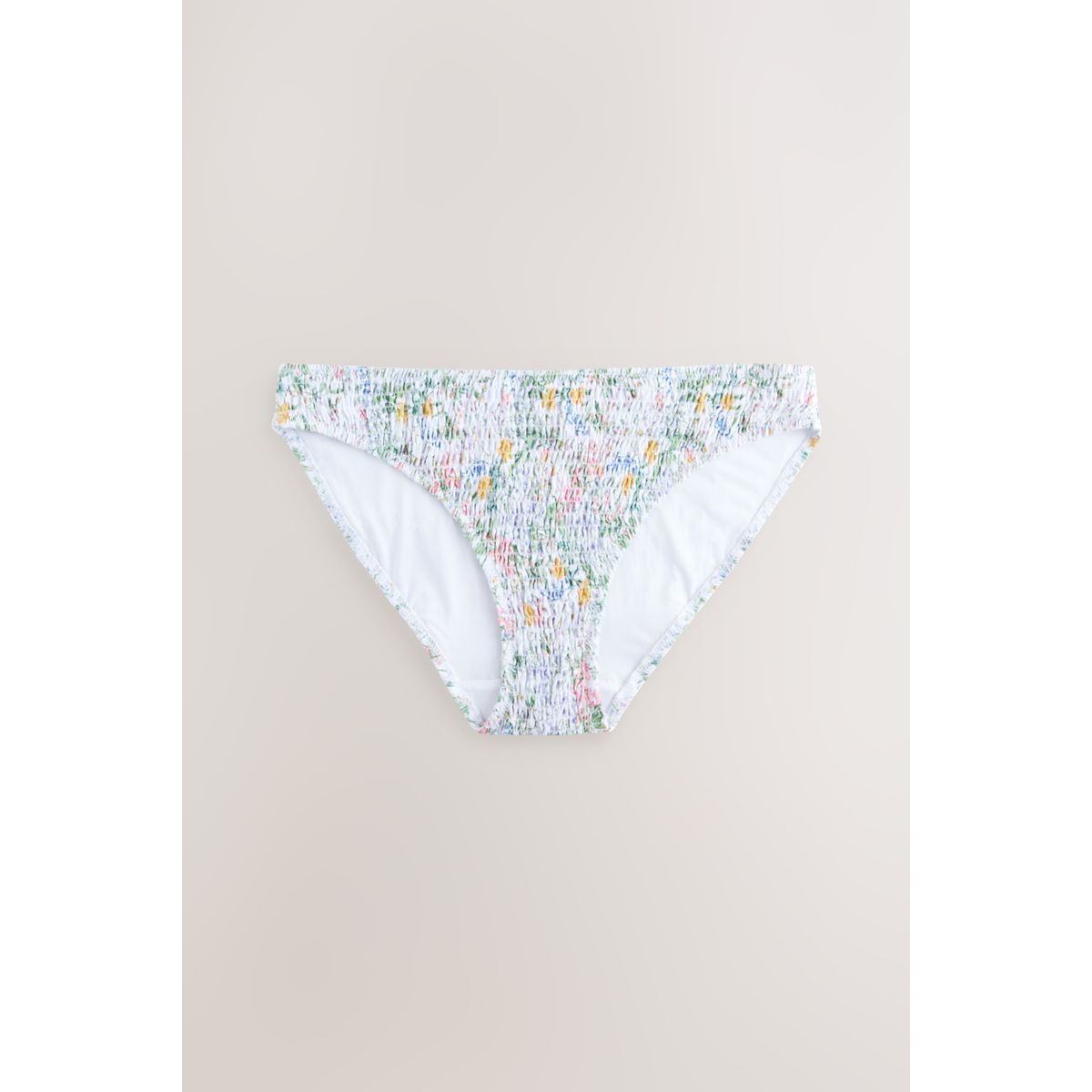 Bas de bikini échancré à fronces blanc ditsy, NEXT