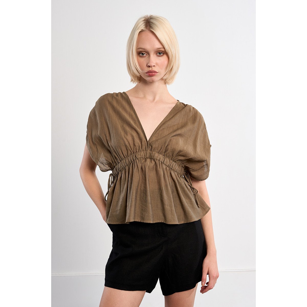 Top fluide à cordons khaki, LILI SIDONIO