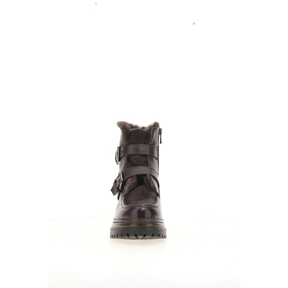 Botas em pele forradas castanho escuro, MJUS