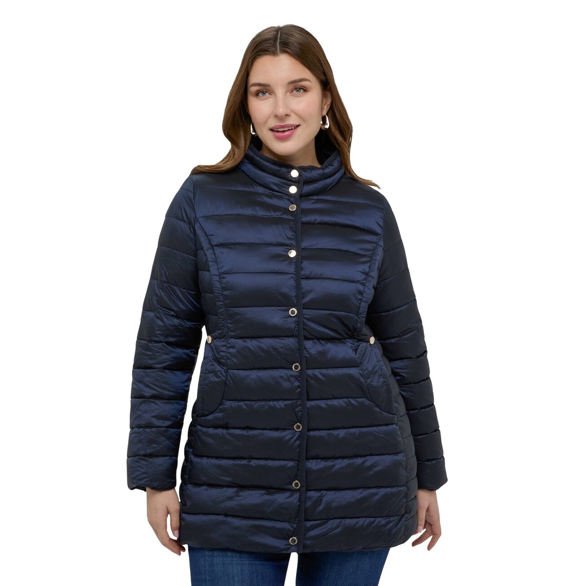 Veste matelassée rembourrée avec capuche amovible bleu, FIORELLA RUBINO