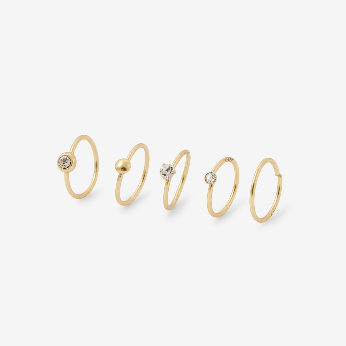 Set de 5 piercings nez anneaux dorés en argent garanti 925 doré, BALABOOSTE