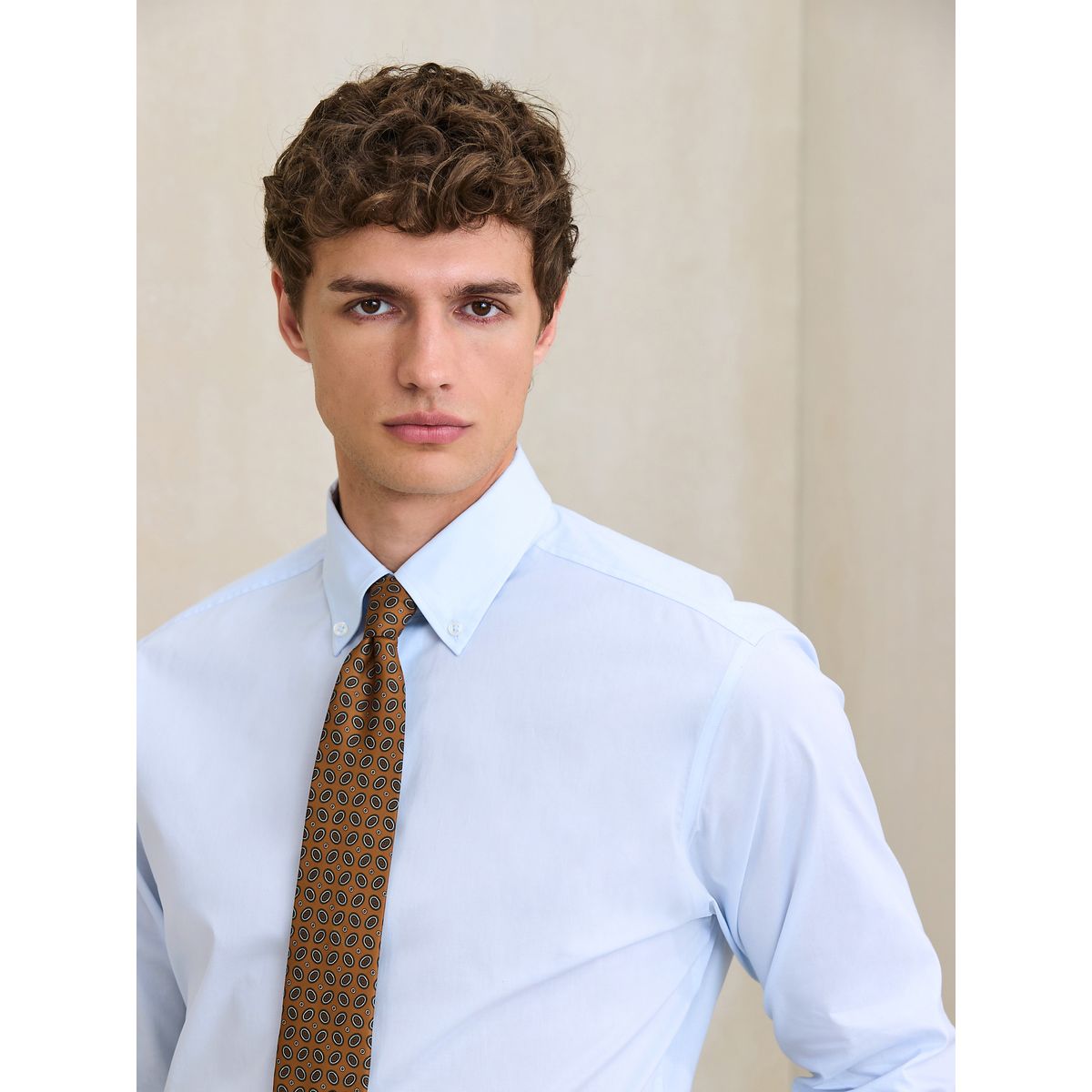 Chemise slim habillée coton stretch/cravate bleu, NEXT