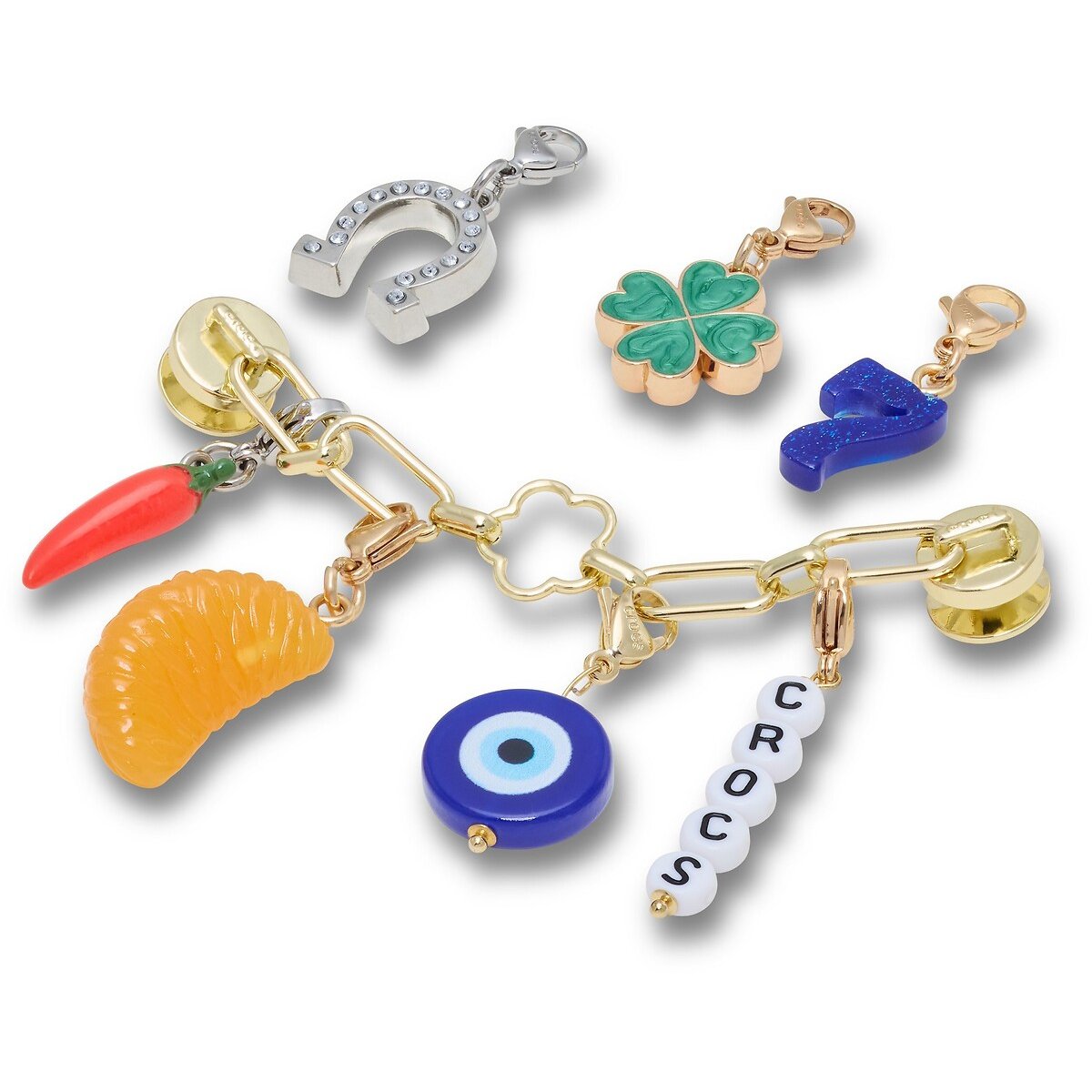 Lot de 5 Jibbitz Adjustable Charm Chain Lucky multicolore, CROCS
