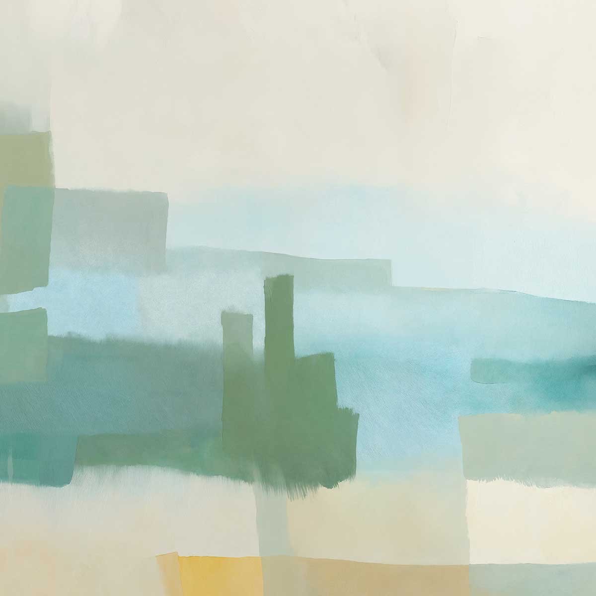 Papier peint Sérénité ocre & bleutée beige, HEXOA