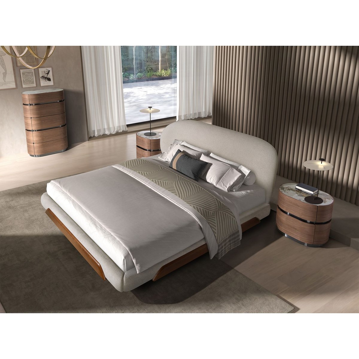 Lit en tissu gris clair | noir, ANGEL CERDA