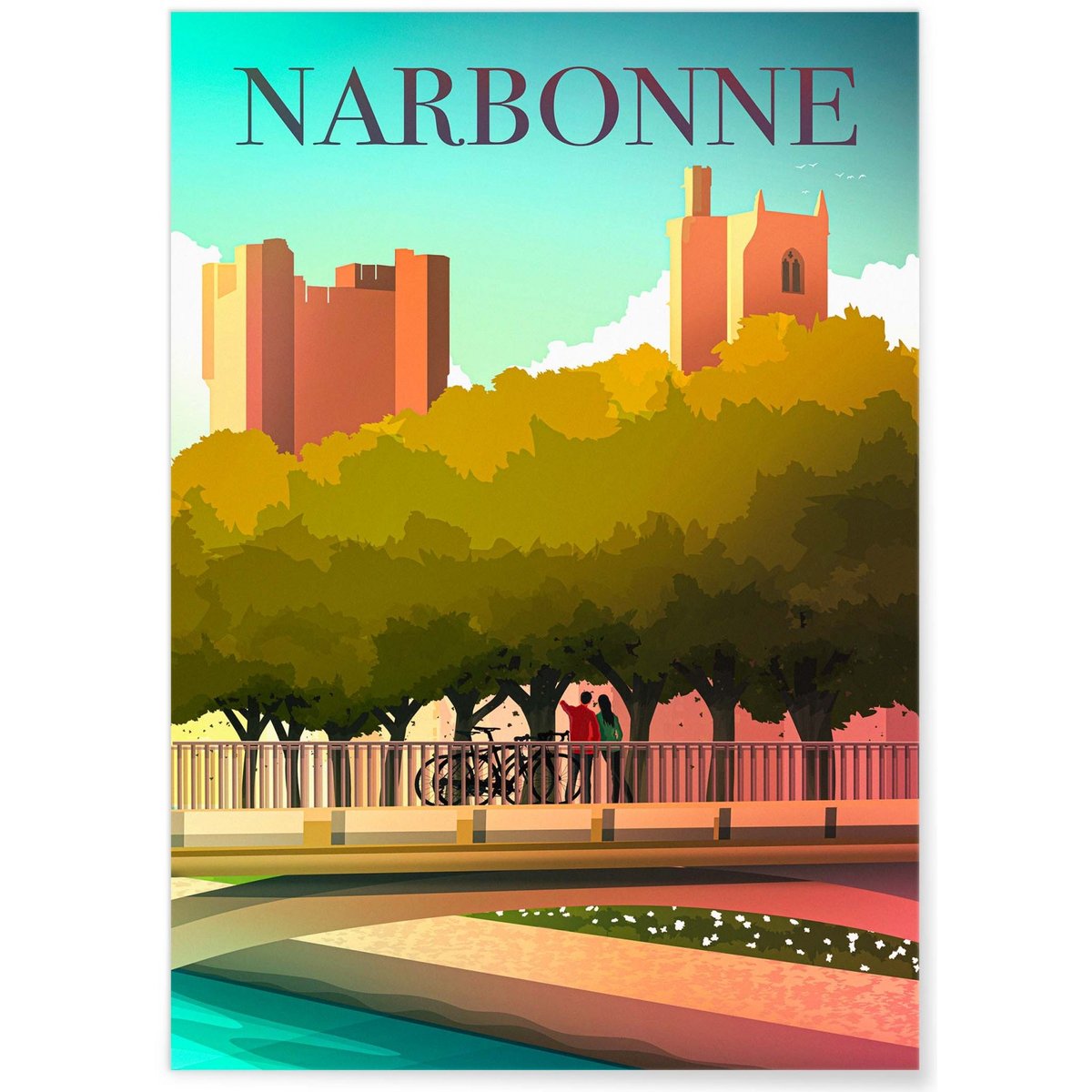 Affiche ville Narbonne blanc, L'AFFICHERIE