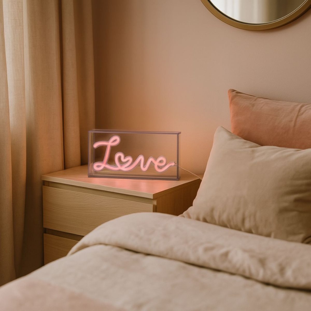 Cadre néon Love 23x13cm gris, ORNAMI