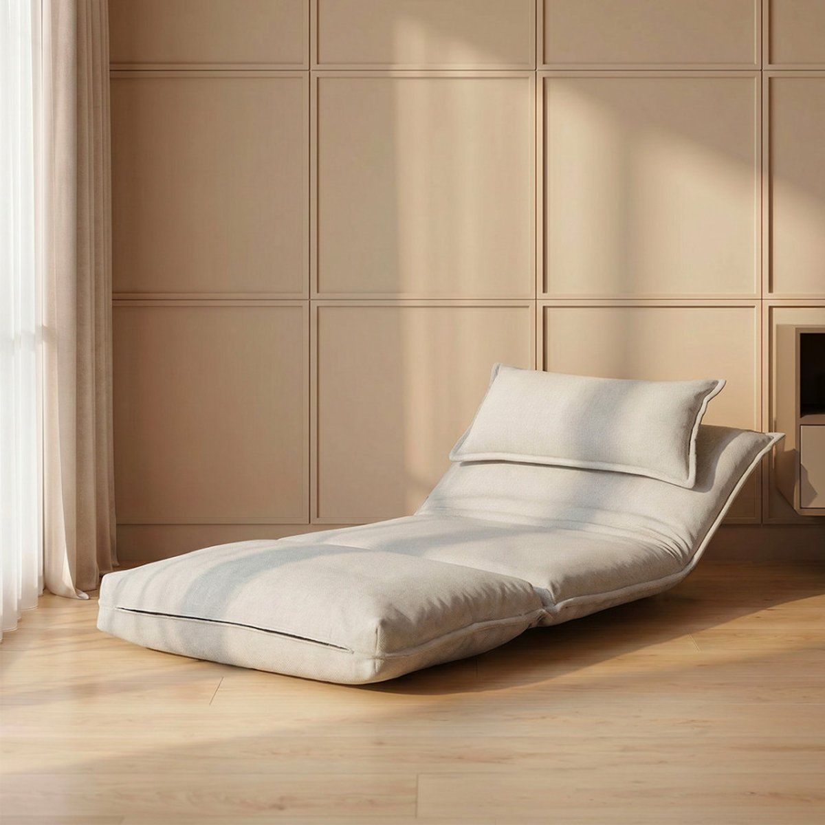Chauffeuse convertible 1 place en tissu- NALA beige, DRAWER
