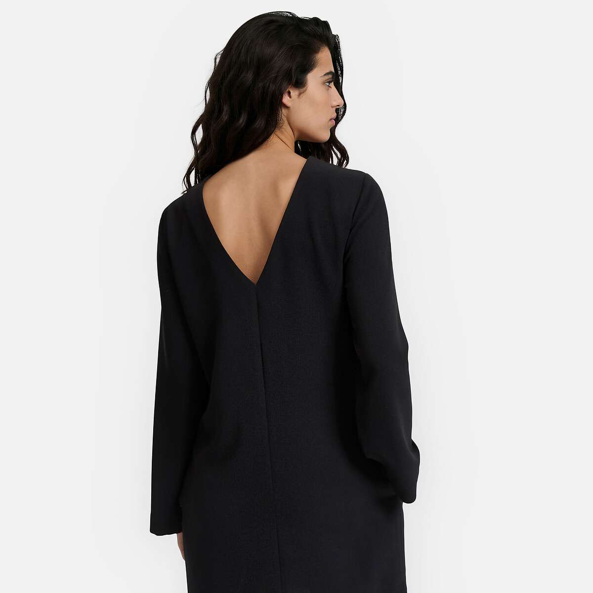 Robe courte et droite manches longues noir, LA REDOUTE COLLECTIONS