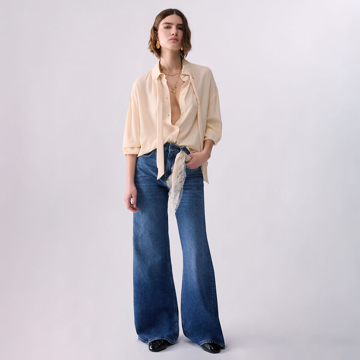 Jean évasé avec bandana denim bleu, LIU JO