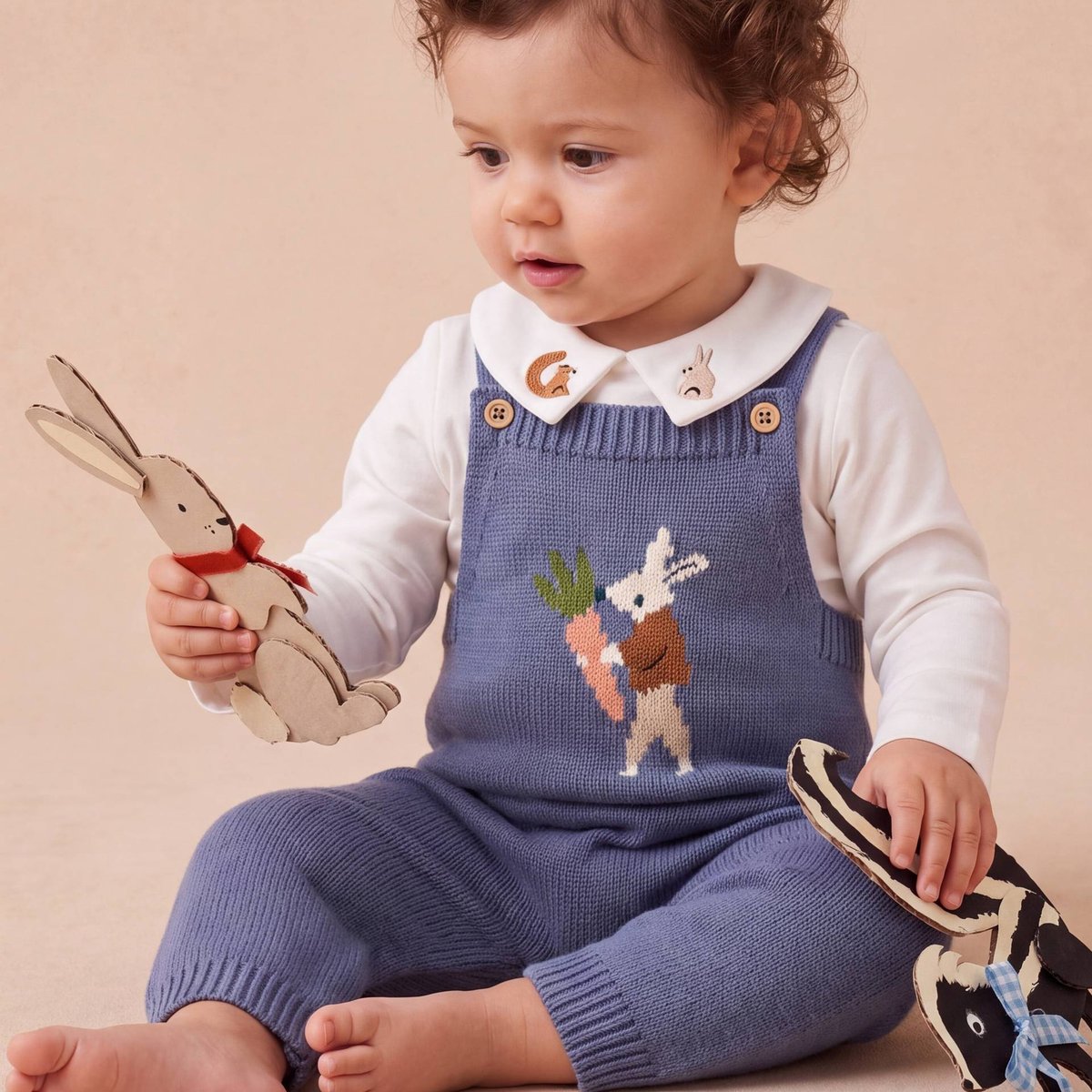 Salopette longue tricot orageux, BOUT'CHOU