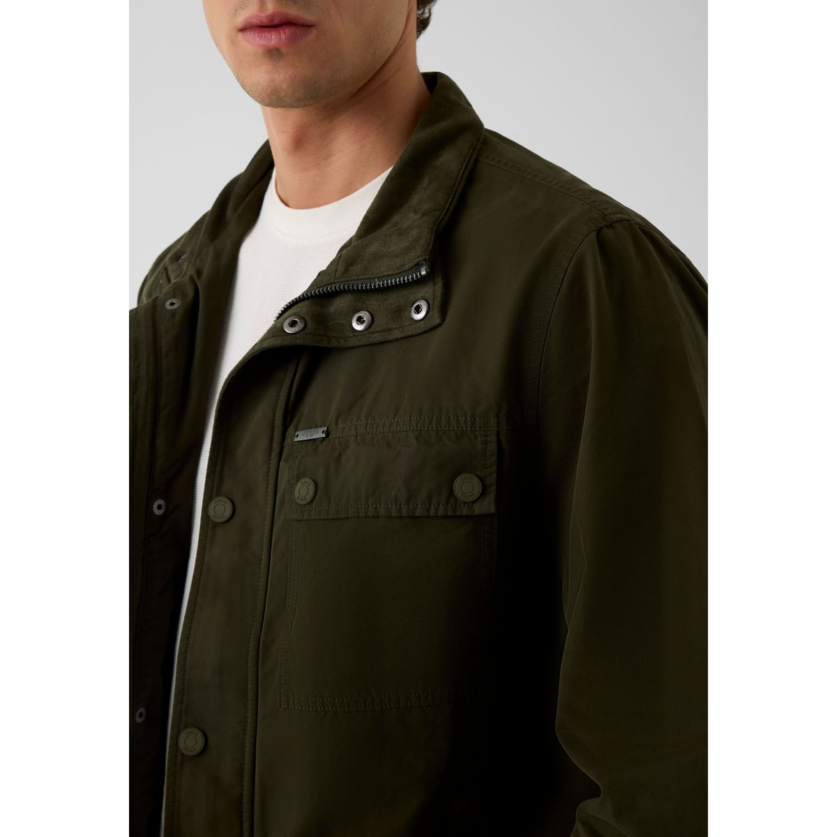 Veste À Col Montant vert foncé, GUESS