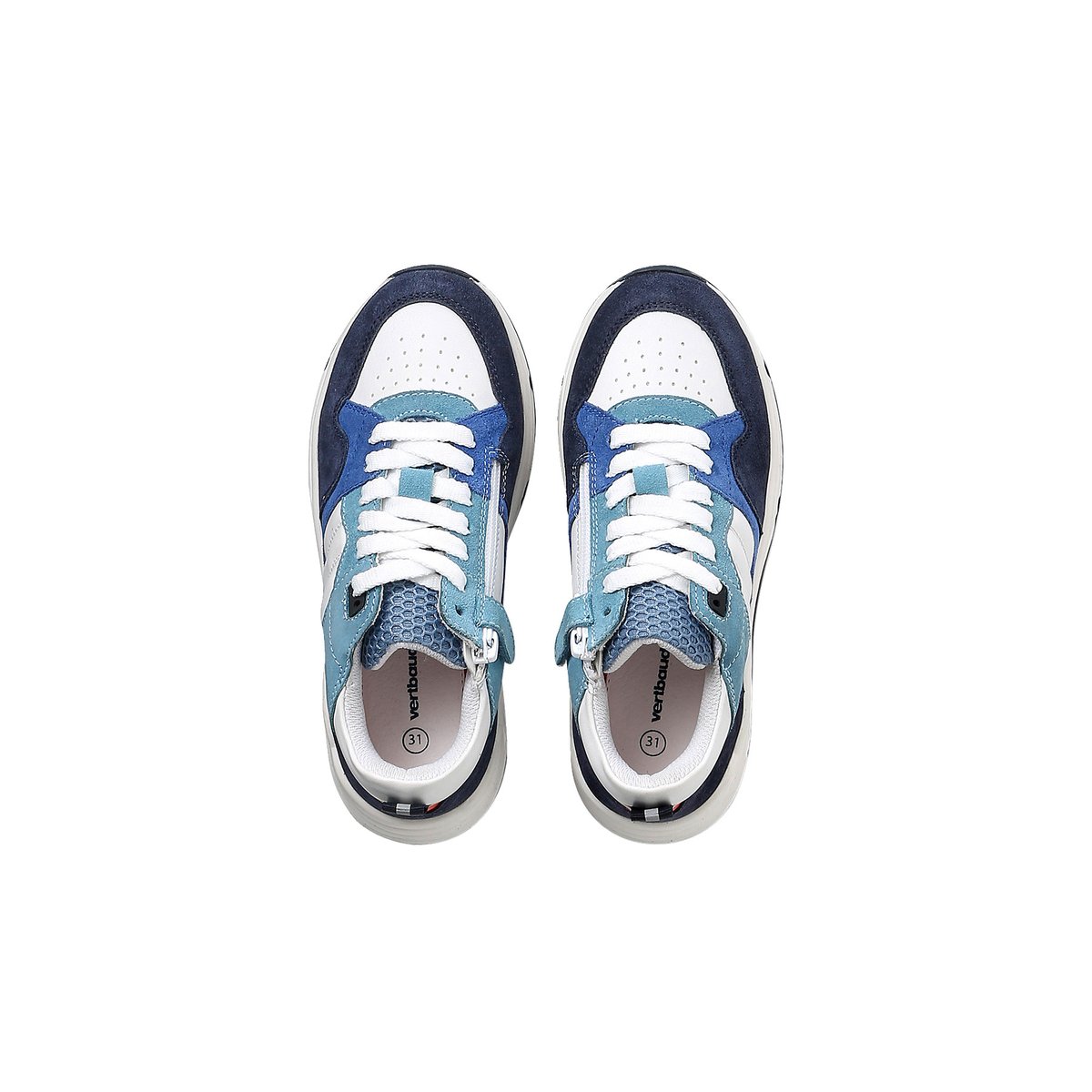 Basket cuir lacets marine, VERTBAUDET