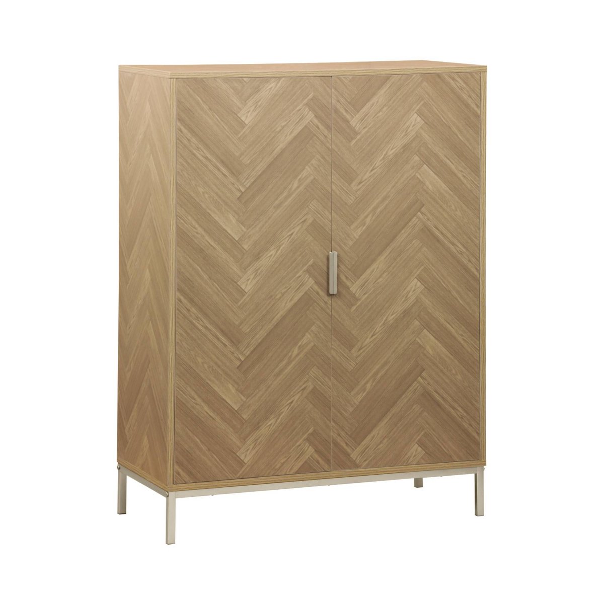 Vaisselier décor bois chevrons et métal 2 portes 80cm BUDAPEST naturel, SWEEEK