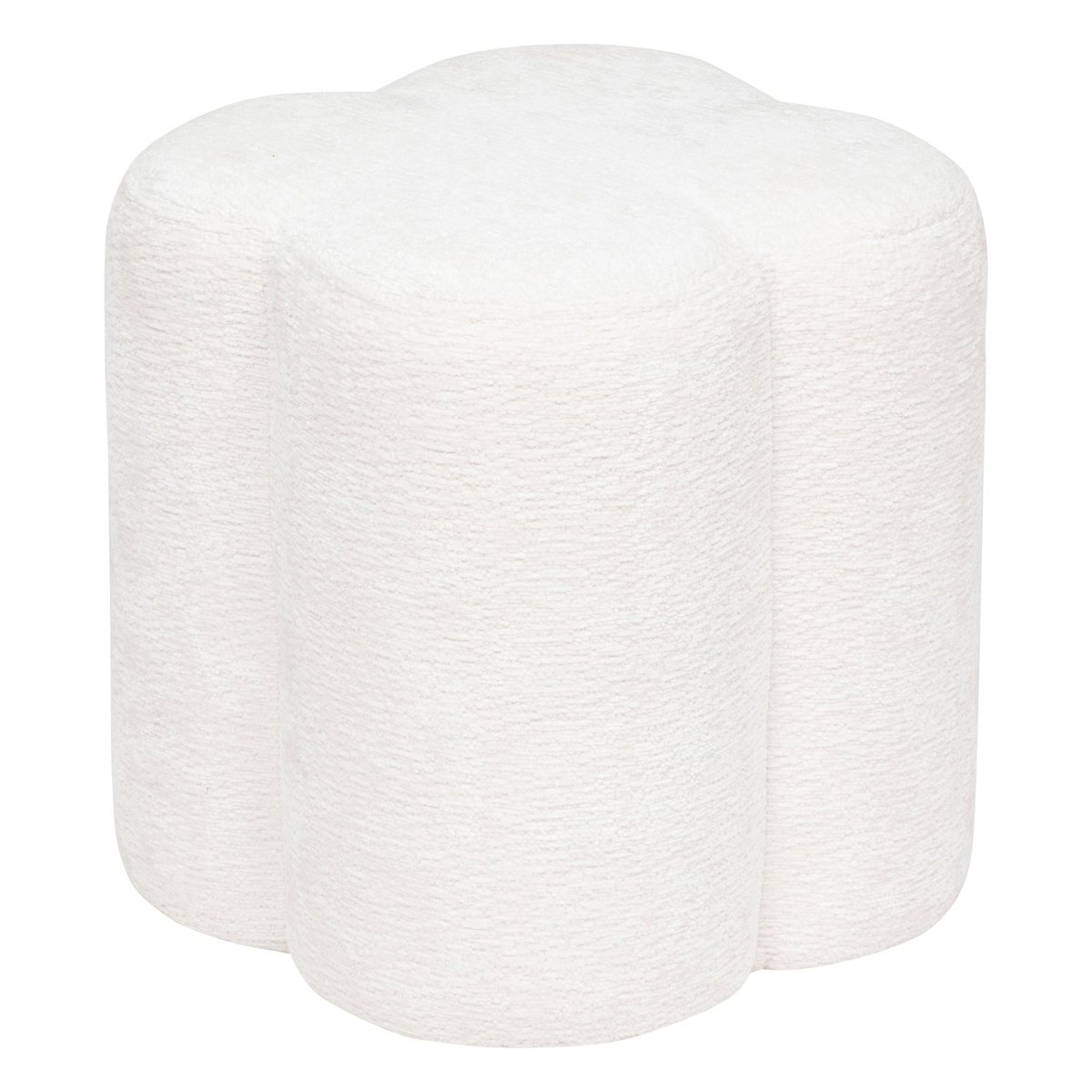Pouf fleur en tissu chenille LAVON blanc, ATMOSPHERA